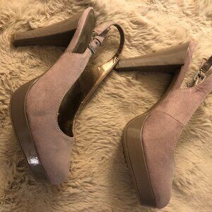 Brown Suede closed toe high heels